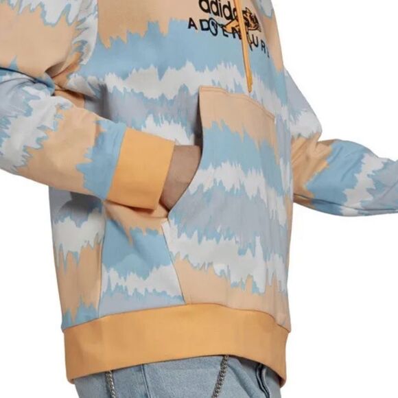 New Adidas Adventure Zig Zag Lizard hooded Hoodie Sweatshirt jacket pullover L - Picture 3 of 4